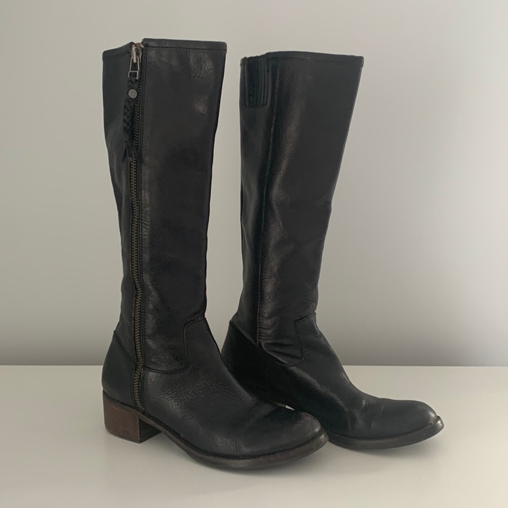 Lucky Brand Black Leather Riding Boots - Size 10